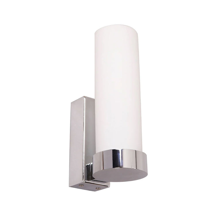 Vara Interior Tubular Up Opal Glass Wall Light Chrome - VARA8