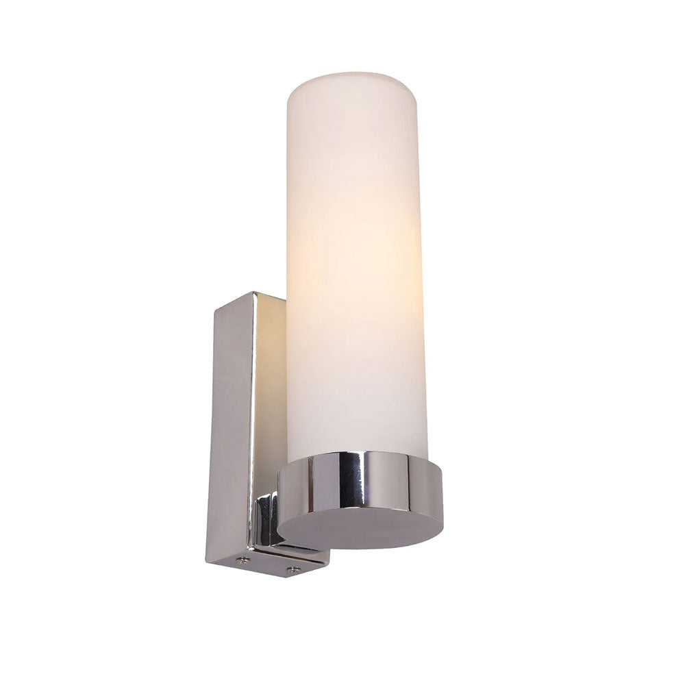 Vara Interior Tubular Up Opal Glass Wall Light Chrome - VARA8