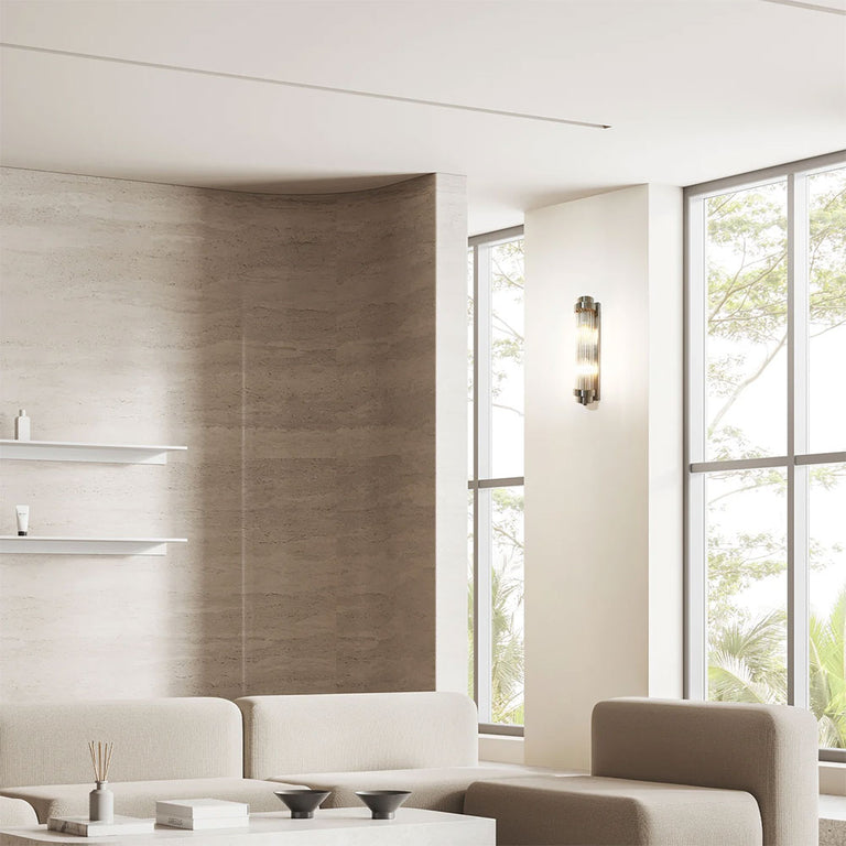 Varillas Interior Up/Down Clear Glass Rod Wall Light Satin Chrome - VARILLAS3