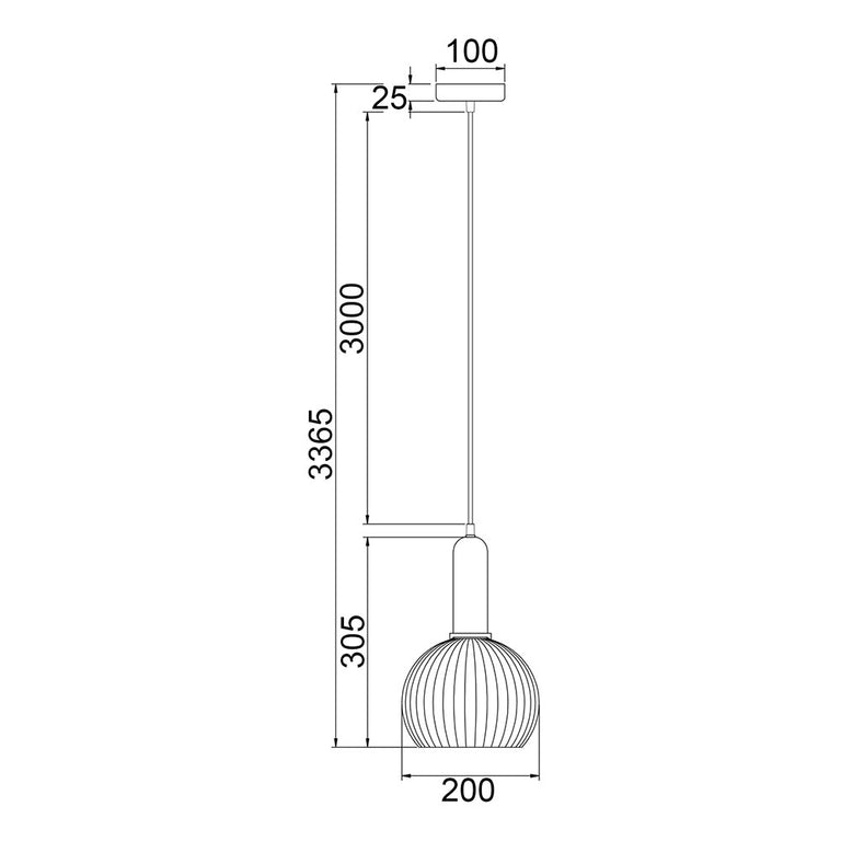 Interior Ribbed Wine Shaped Glass Pendant Green - VINTAJ2