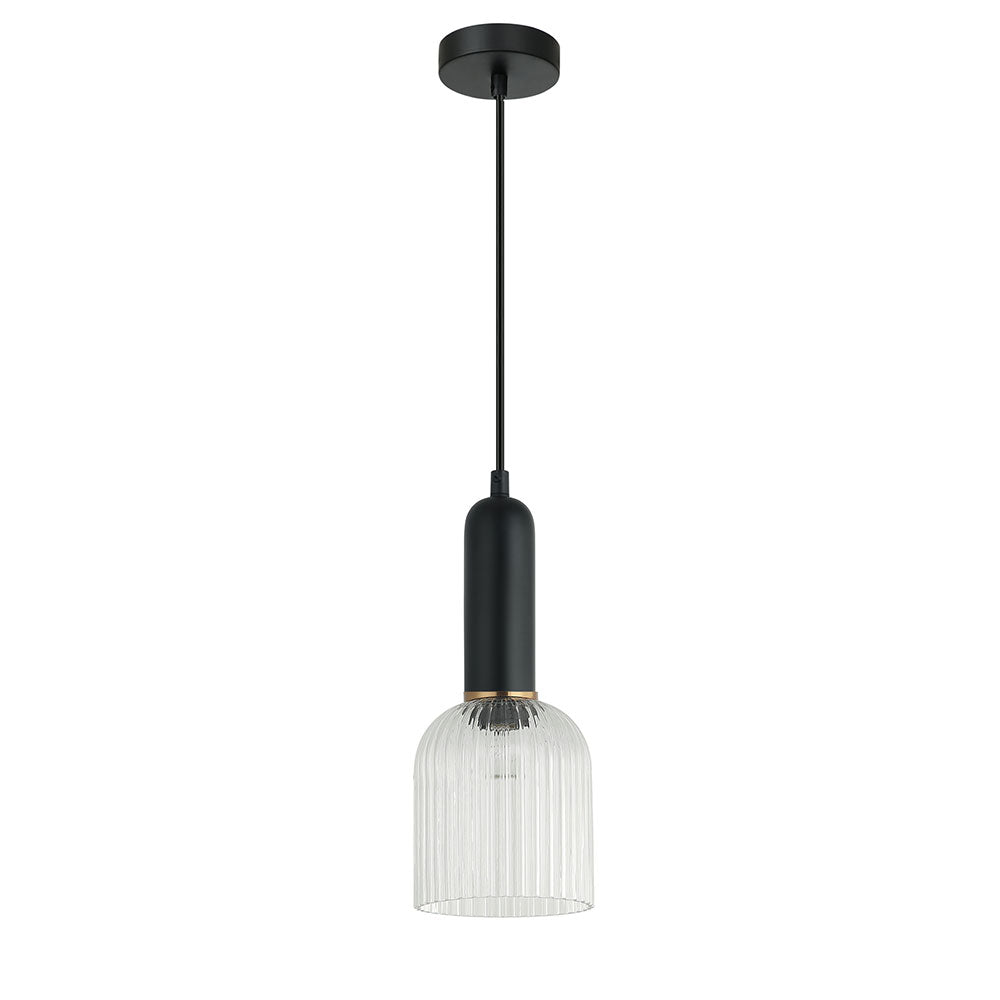 Interior Ribbed Ellipse Shaped Glass Pendant Clear - VINTAJ12