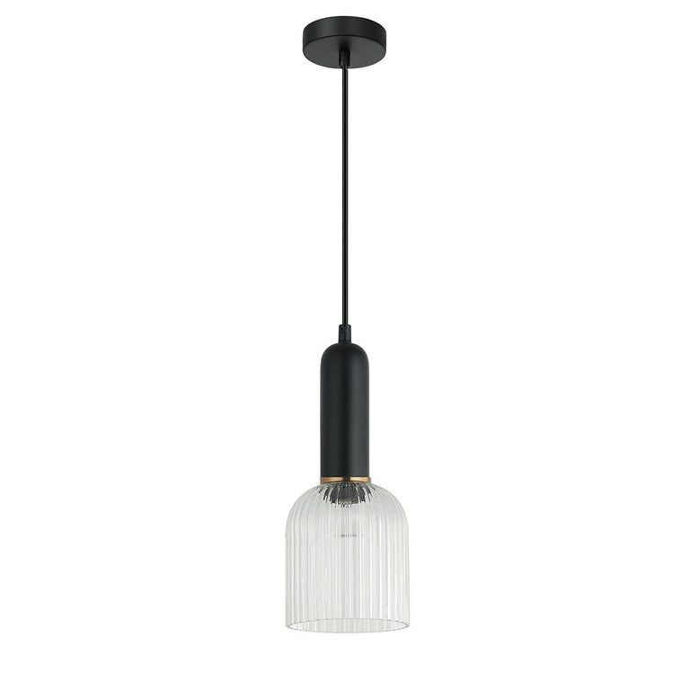Interior Ribbed Ellipse Shaped Glass Pendant Clear - VINTAJ12