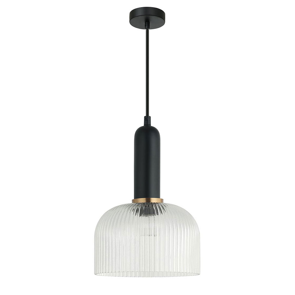 Interior Ribbed Dome Shaped Glass Pendant Clear - VINTAJ18