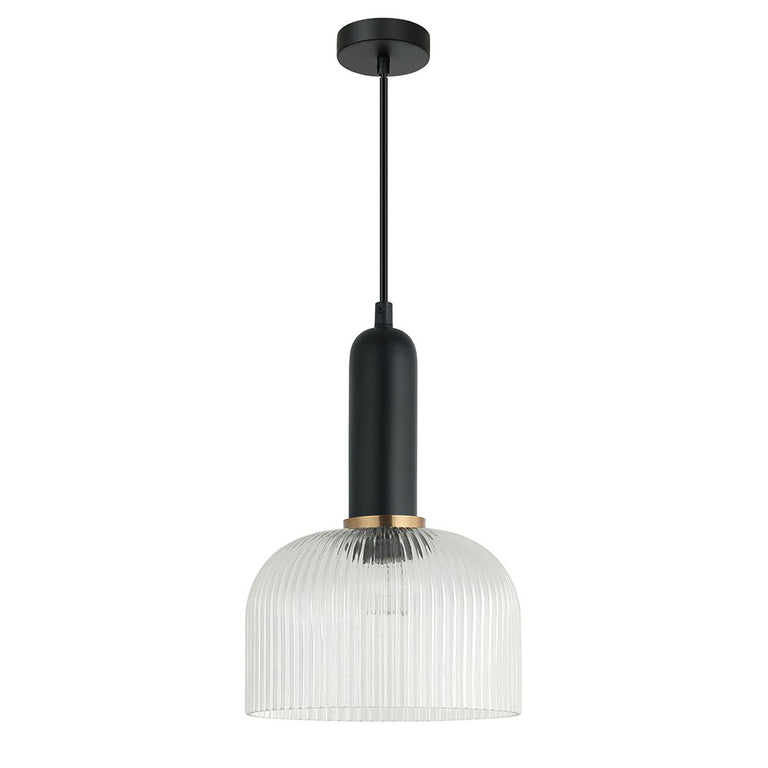 Interior Ribbed Dome Shaped Glass Pendant Clear - VINTAJ18