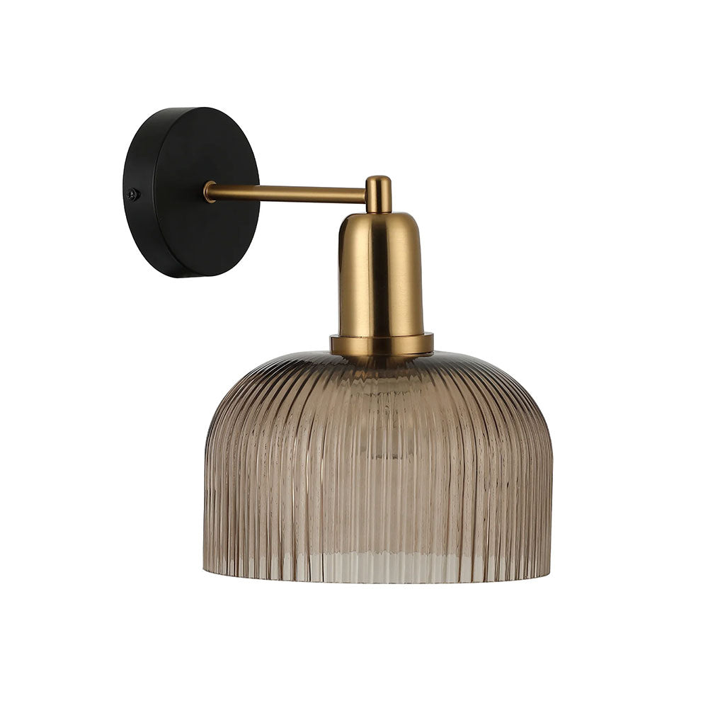 Interior Dome Glass Wall Light Antique Brass Highlight With Amber - VINTAJ3W