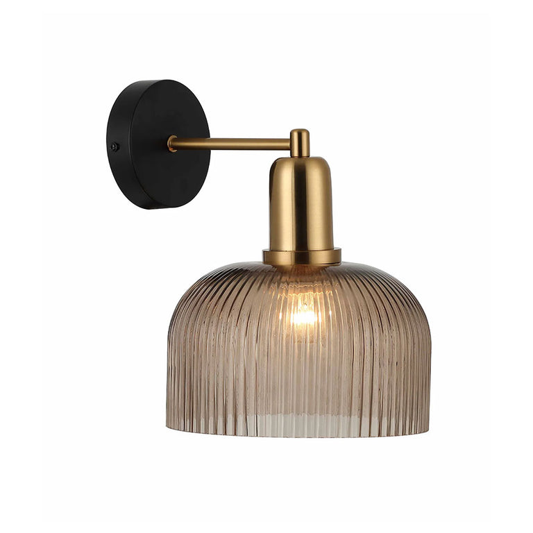 Interior Dome Glass Wall Light Antique Brass Highlight With Amber - VINTAJ3W