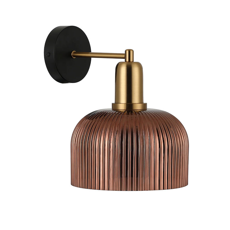 Interior Dome Glass Wall Light Antique Brass Highlight With Copper Painted - VINTAJ4W