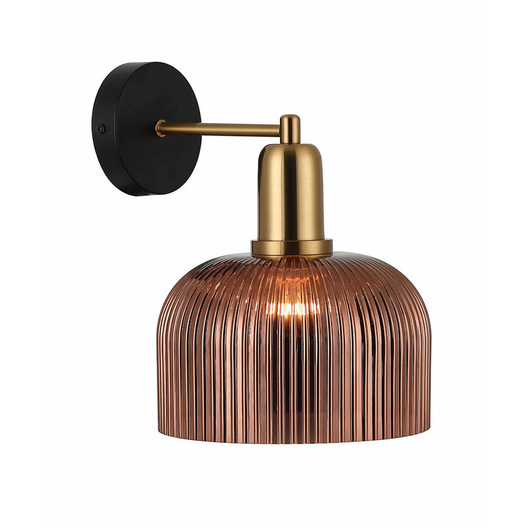 Interior Dome Glass Wall Light Antique Brass Highlight With Copper Painted - VINTAJ4W