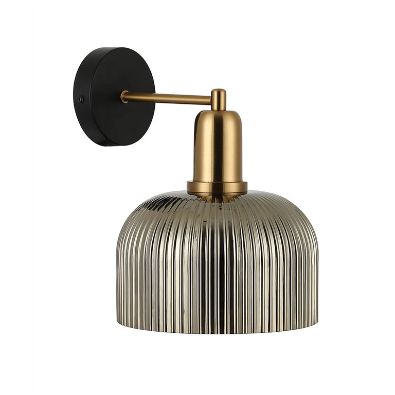 Interior Dome Glass Wall Light Antique Brass Highlight With Chrome - VINTAJ5W
