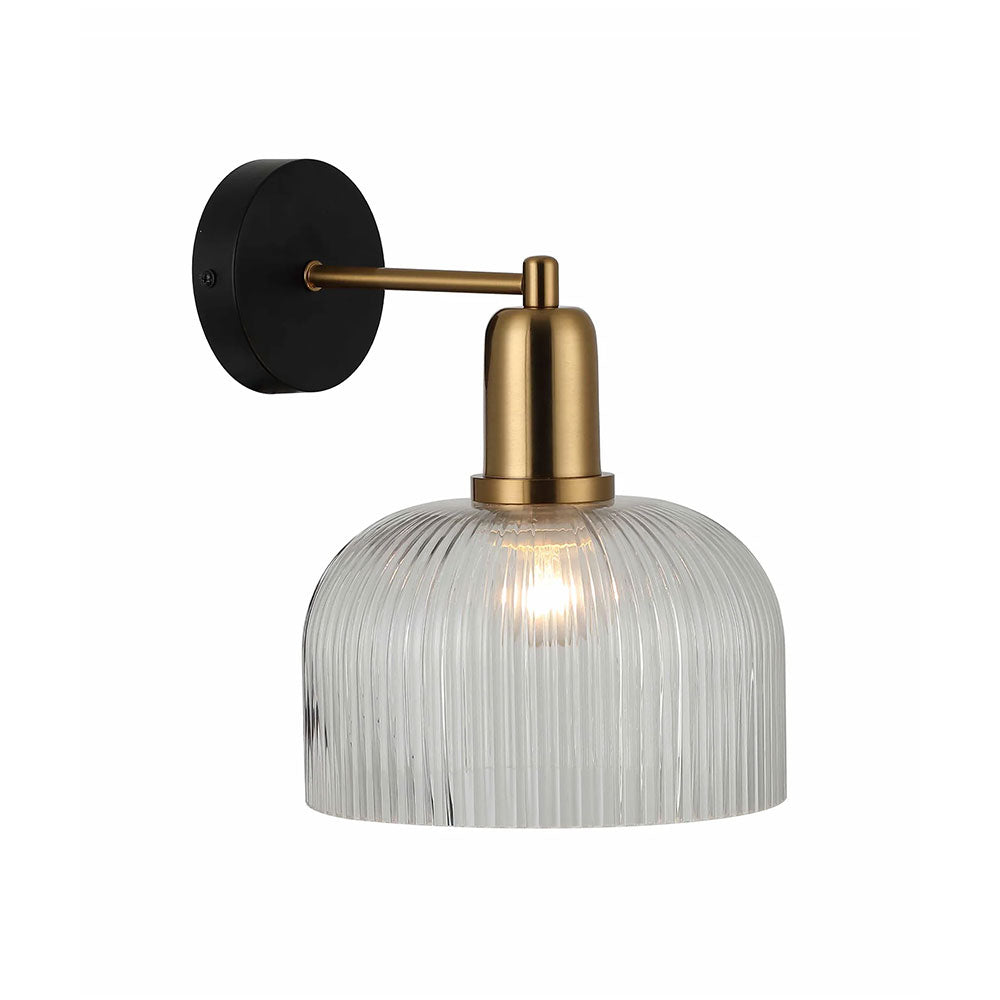 Interior Dome Glass Wall Light Antique Brass Highlight With Clear - VINTAJ6W