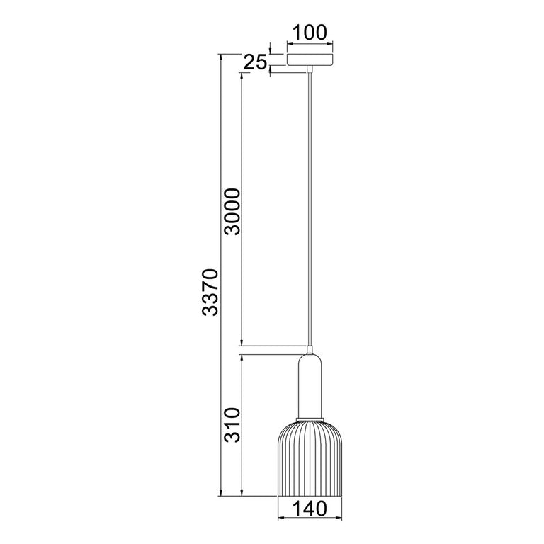 Interior Ribbed Ellipse Shaped Glass Pendant Clear - VINTAJ12