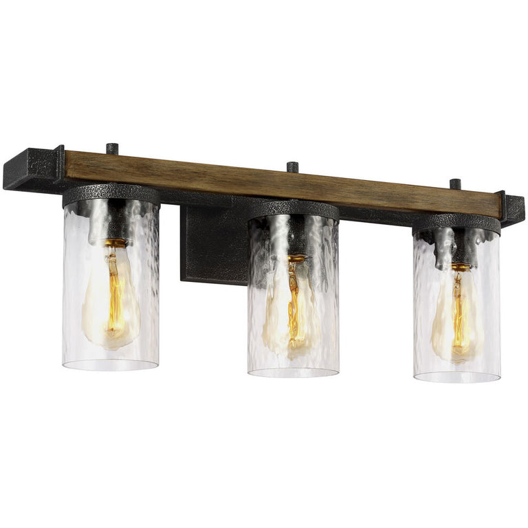 Sean Lavin Angelo 3 Light Vanity Light Wall Light Distressed Weathered Oak / Slate Grey