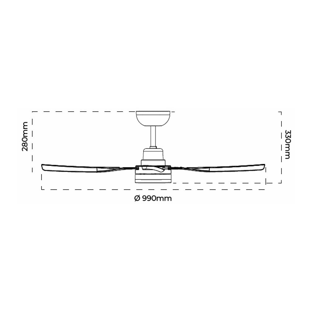 Vanuatu 39" DC 4 Blade Ceiling Fan With LED Light White - VANUATU/39/LT/WH