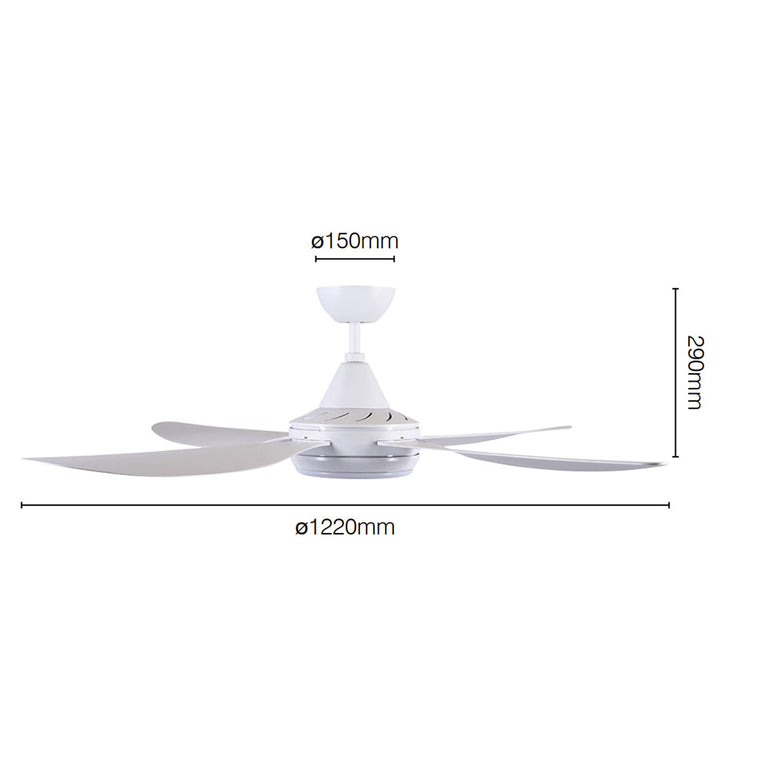 Vector 48" DC Ceiling Fan With 18W Dimmable LED Light Matt Black / Tri-Colour - 22693/06