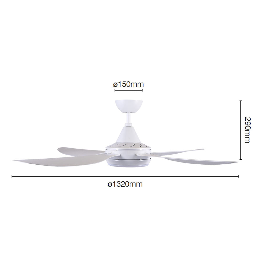 Vector 52" DC Ceiling Fan With 18W Dimmable LED Light Matt Black / Tri-Colour - 22695/06