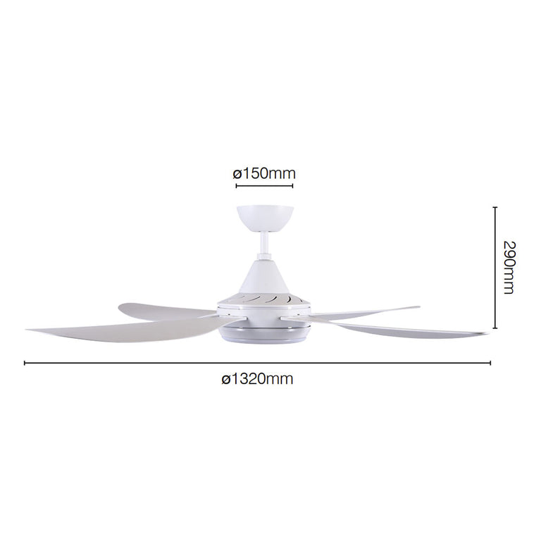 Vector 52" DC Ceiling Fan With 18W Dimmable LED Light Matt Black / Tri-Colour - 22695/06