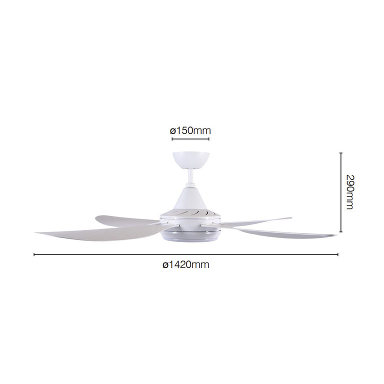 Vector 56" DC Ceiling Fan With 18W Dimmable LED Light Pure White / Tri-Colour - 22697/05