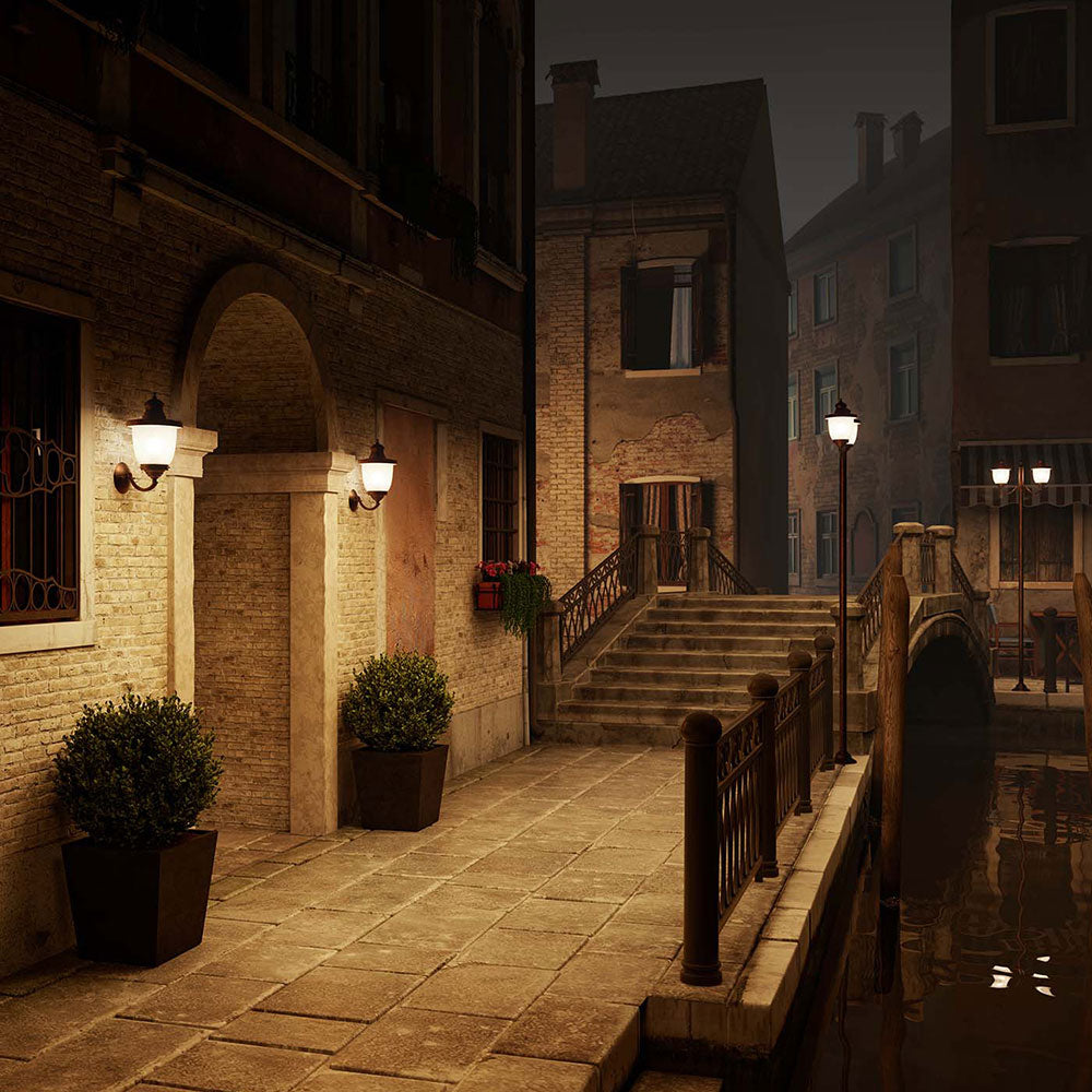 Venezia 2 Light Facing Up Post Light With White Glass IP44 - 248.20.ORB