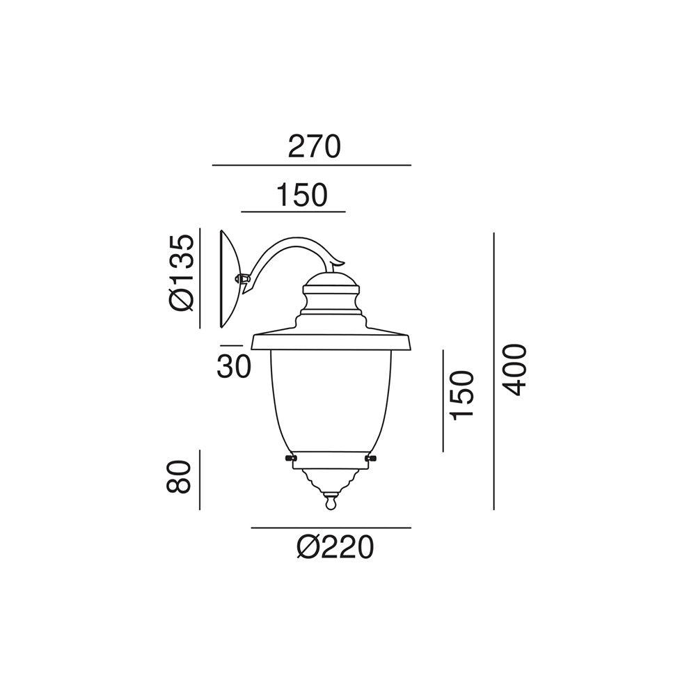 Venezia Medium Facing Down Wall Light With Clear Glass IP44 - 248.09.ORT