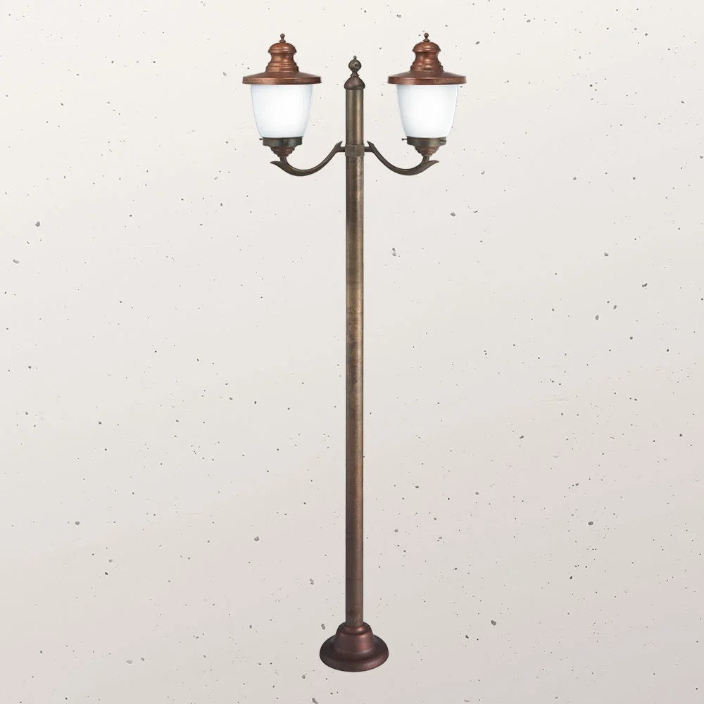 Venezia 2 Light Facing Up Post Light With White Glass IP44 - 248.20.ORB
