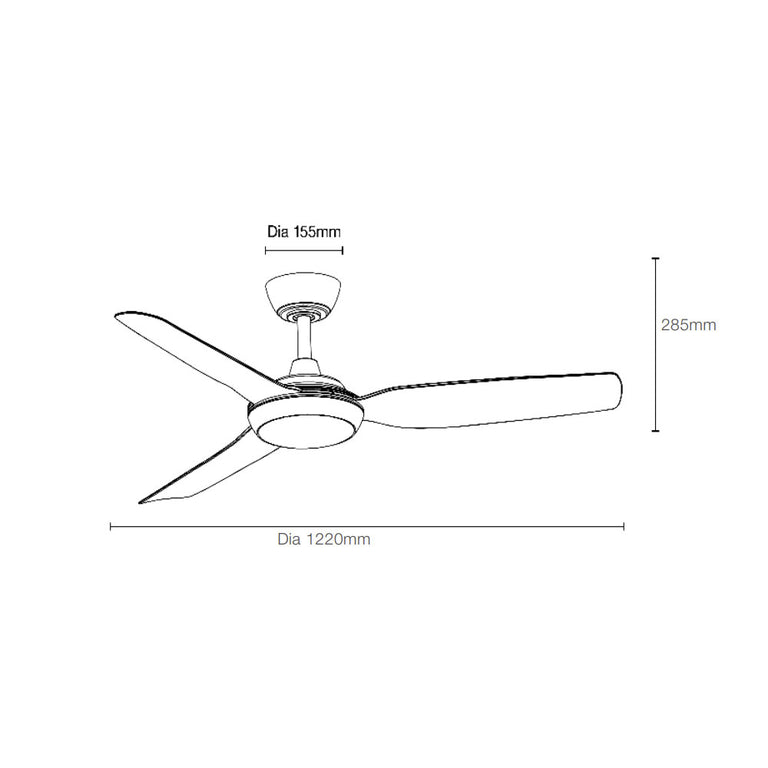 Viper 48" 3 Blade DC Smart Ceiling Fan With WIFI Remote Control Matt White - MVDC123W