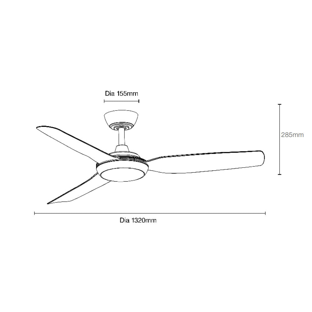Viper 52" 4 Blade DC Smart Ceiling Fan With WIFI Remote Control Matt White - MVDC134W