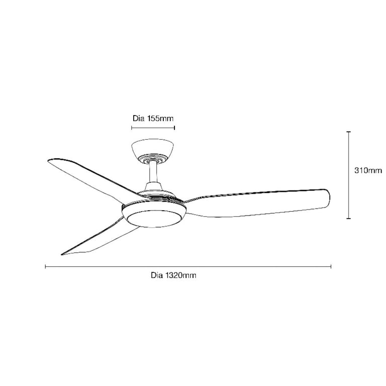 Viper 52" 4 Blade DC Smart Ceiling Fan With WIFI Remote Control + LED Light Matt White - MVDC1343W