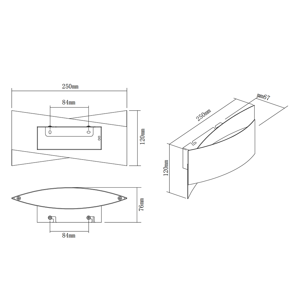 Milun 18W LED Up/Down Wall Light White / Warm White - WL3788-WH