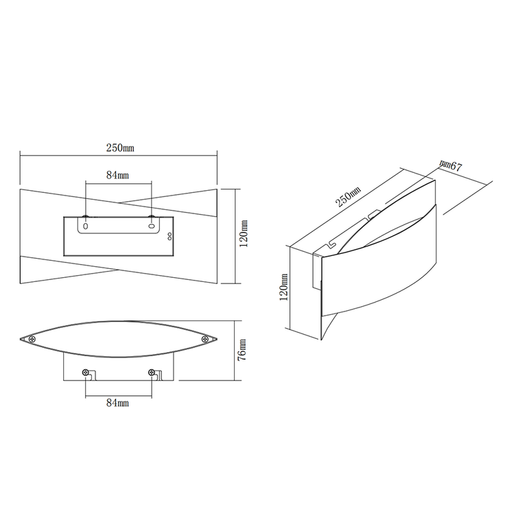 Milun 18W LED Up/Down Wall Light White / Warm White - WL3788-WH
