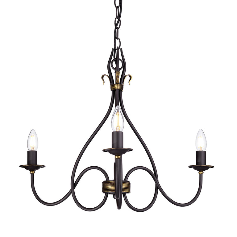 Windermere 3 Light Chandelier Rust / Gold - WM3