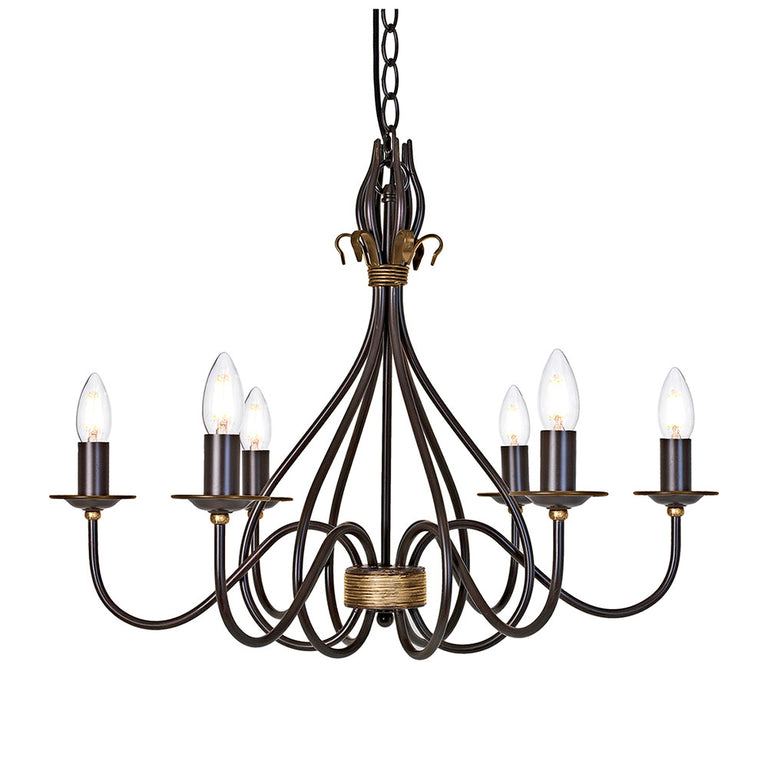 Windermere 6 Light Chandelier Rust / Gold - WM6