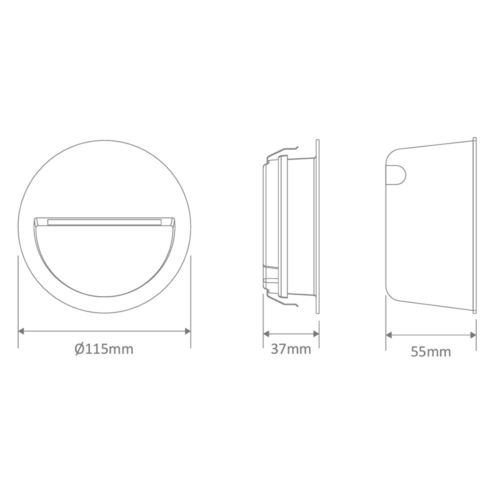 ZAC-PRO-5-12/24V-RND 5W LED 12V ~ 24V DC Recessed Step Light White / Tri-Colour - 10318