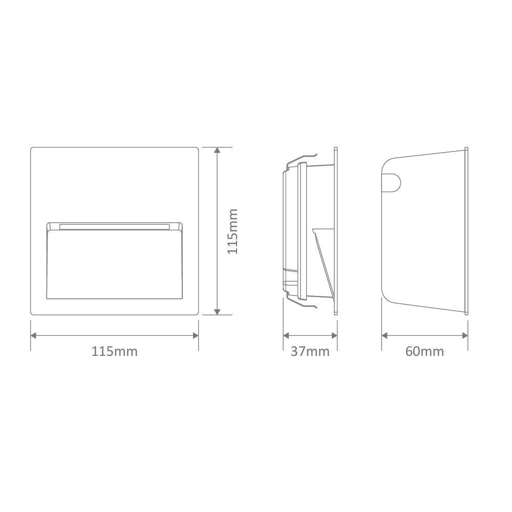 ZAC-PRO-5-240V-SQR 5W LED Recessed Step Light Black / Tri-Colour - 10312