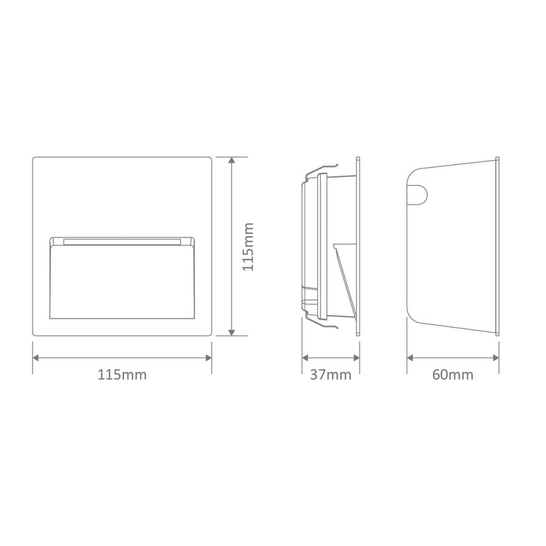 ZAC-PRO-5-12/24V-SQR 5W LED 12V ~ 24V DC Recessed Step Light White / Tri-Colour - 10320