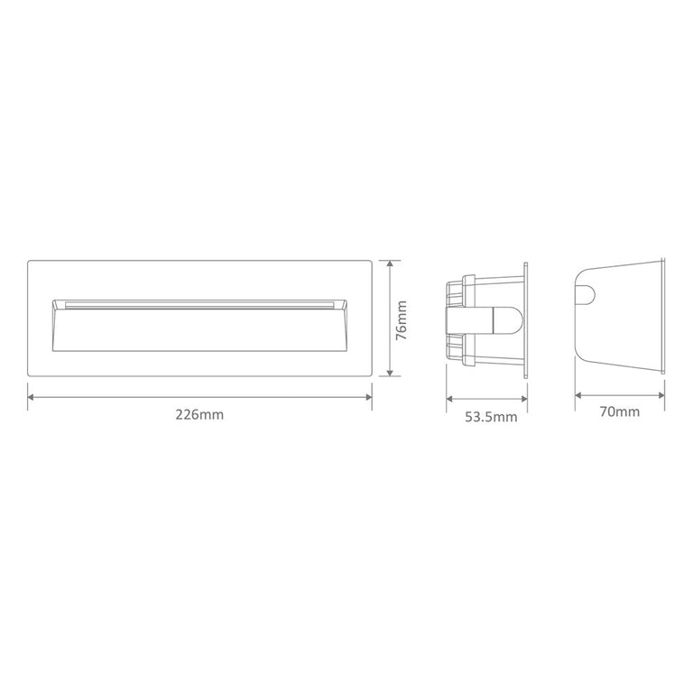 ZAC-PRO-8-240V 8W LED 240V Rectangular Recessed Brick Light Black / Tri-Colour - 10314