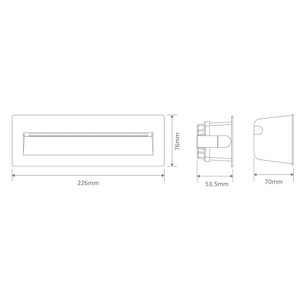 ZAC-PRO-8-240V 8W LED 240V Rectangular Recessed Brick Light White / Tri-Colour - 10315