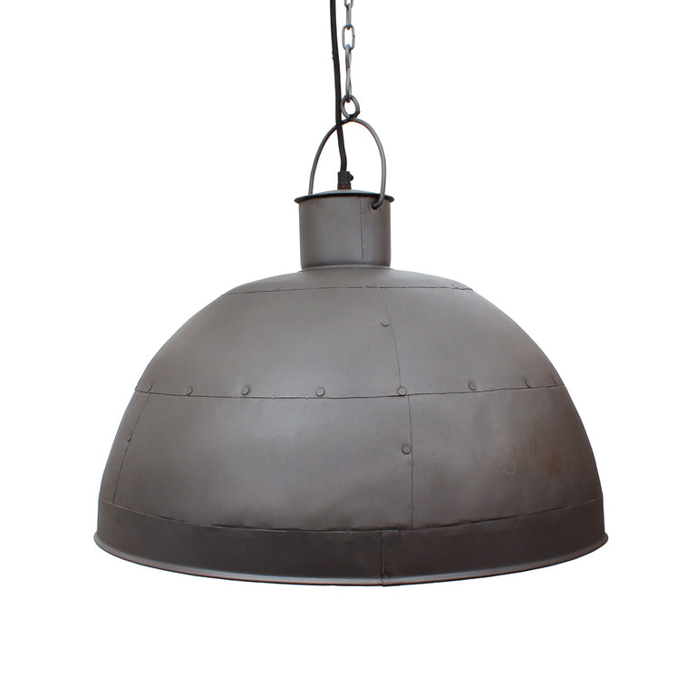 Granada Iron Riveted Dome Pendant Medium Vintage Grey - ZAF10100GR