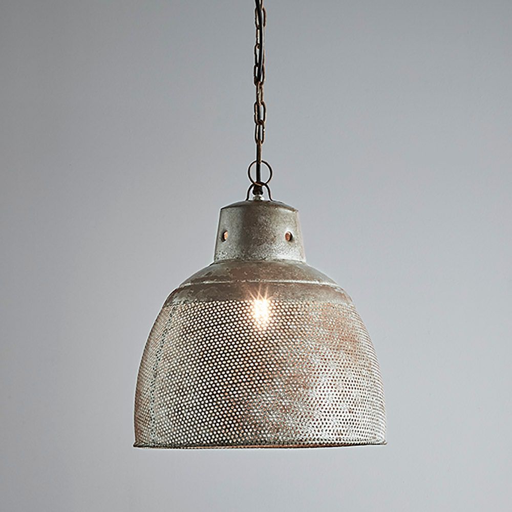 Riva Perforated Iron Dome Pendant Small Zinc - ZAF10104