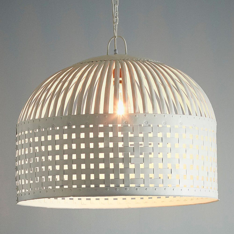 Esch Woven Iron Strips Pendant Large White - ZAF10108WH