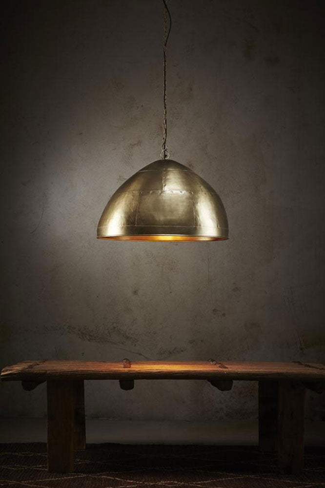 P51 Iron Riveted Dome Pendant Medium Antique Brass - ZAF10168BR