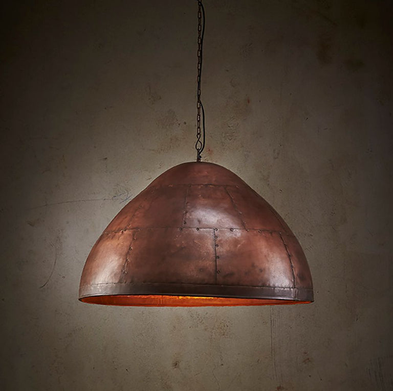 P51 Iron Riveted Dome Pendant Medium Antique Copper - ZAF10168CP