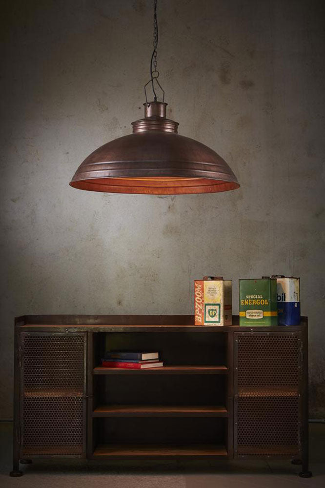 Sheldon Iron Shallow Dome Pendant Antique Copper - ZAF10218CP