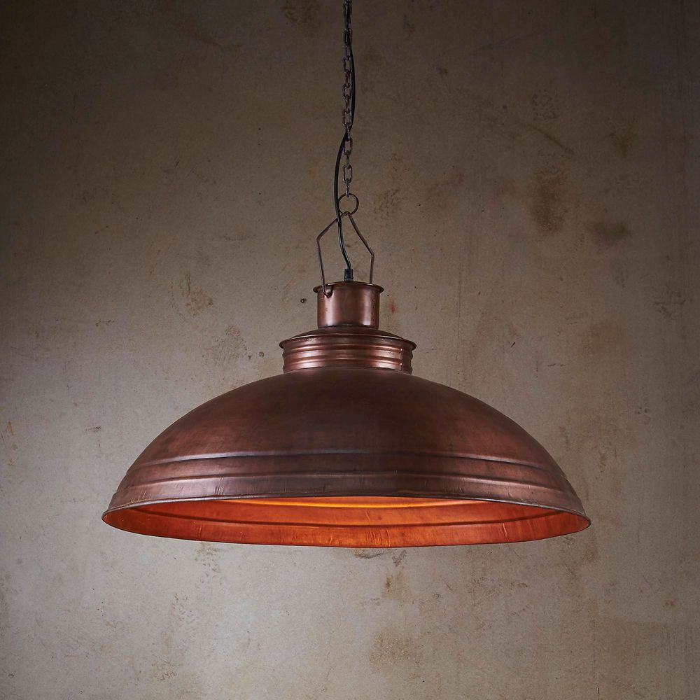 Sheldon Iron Shallow Dome Pendant Antique Copper - ZAF10218CP