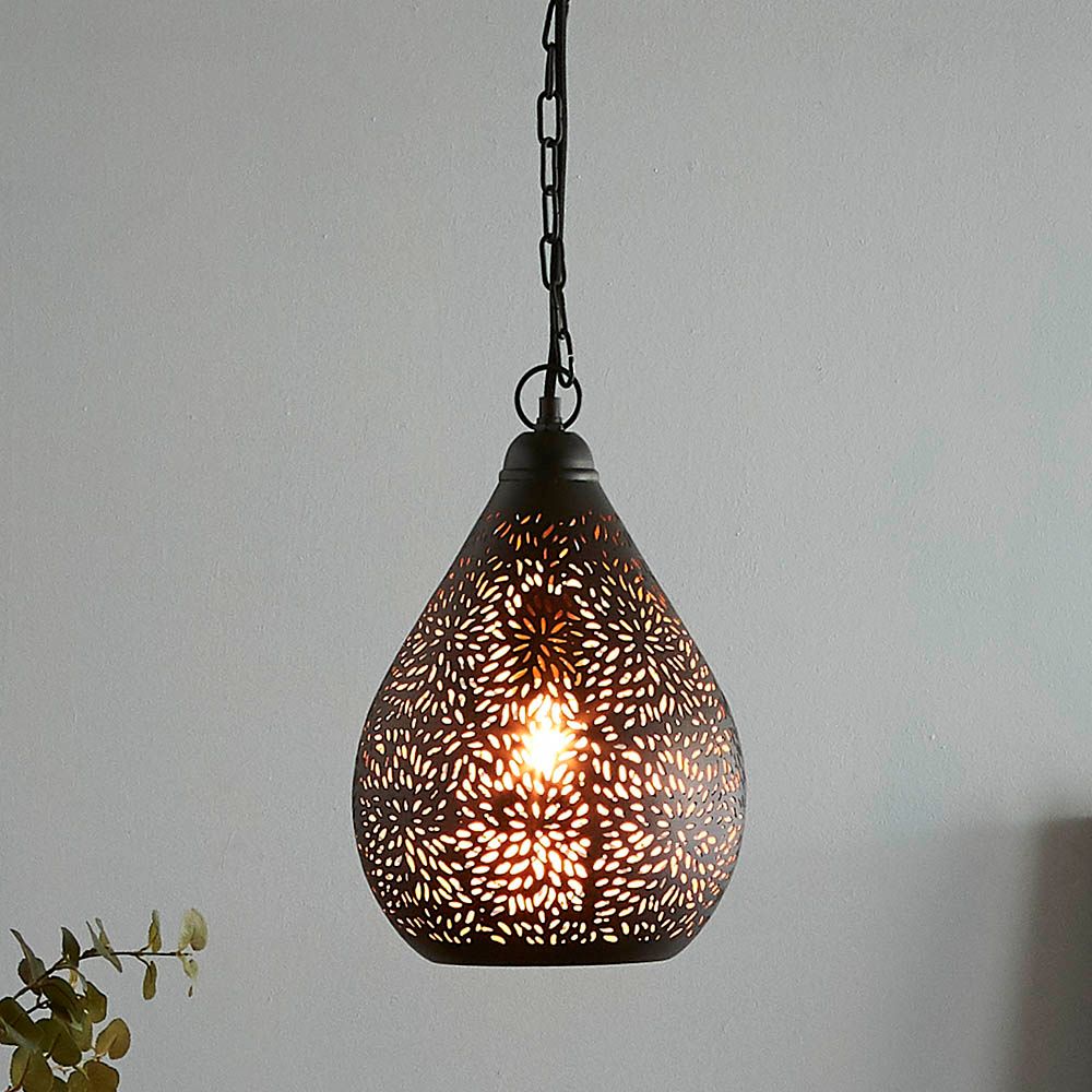 Aquarius Perforated Teardrop Pendant Small Matt Black - ZAF10225BK