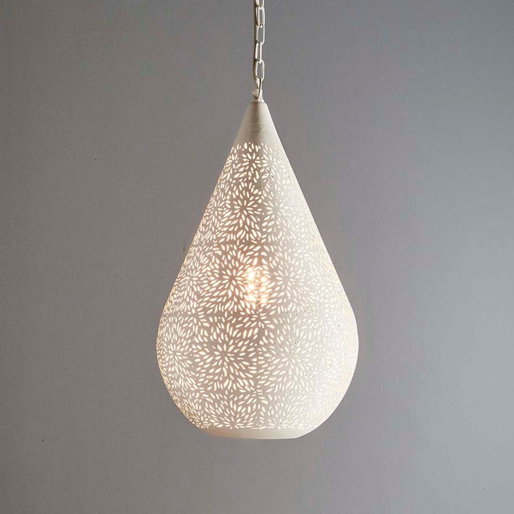 Aquarius Perforated Teardrop Pendant Medium Matt White - ZAF10226WH