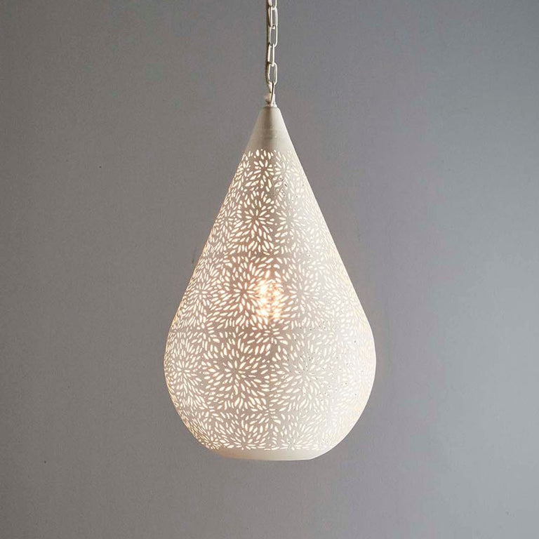 Aquarius Perforated Teardrop Pendant Medium Matt White - ZAF10226WH