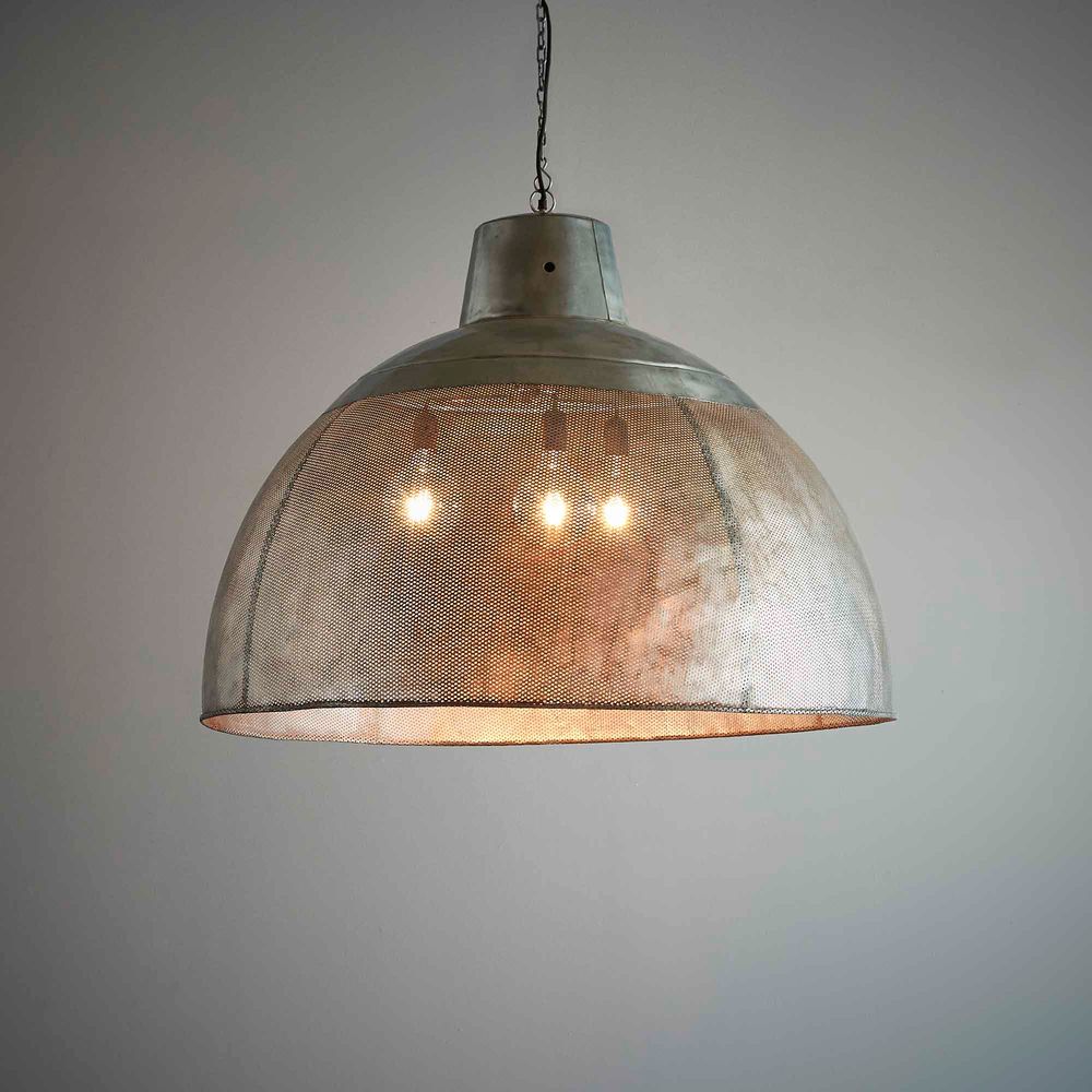 Riva Perforated Iron Dome Pendant Extra Large Zinc - ZAF10329