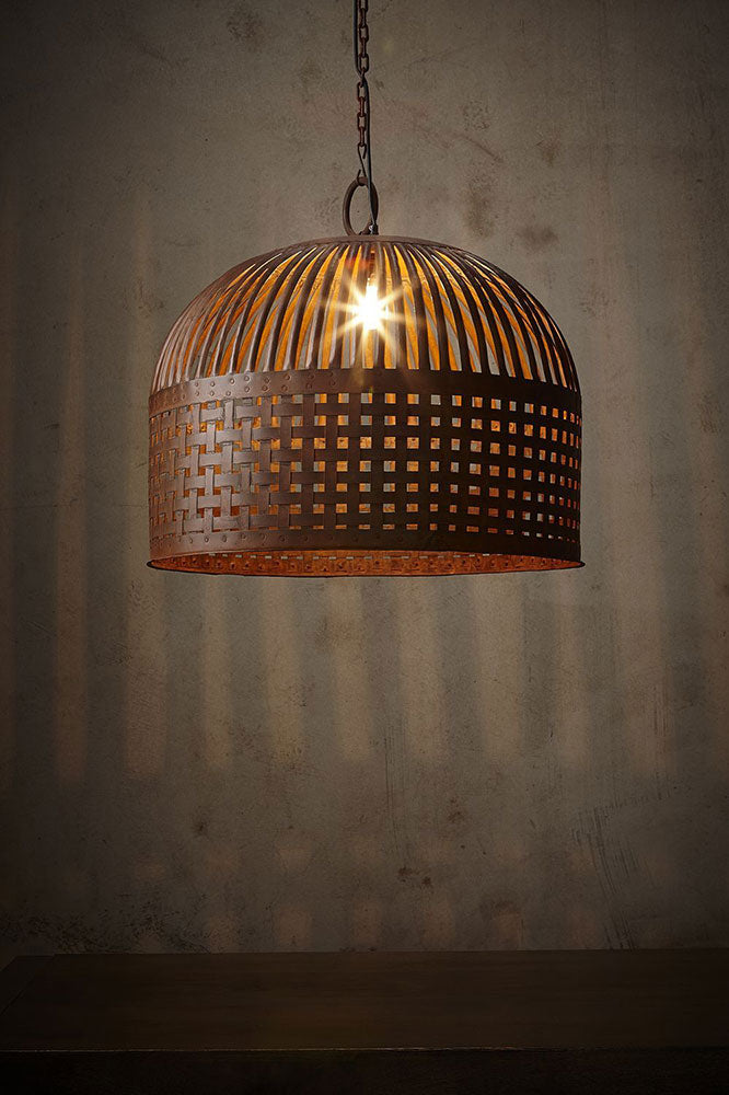 Esch Woven Iron Strips Pendant Medium Antique Rust - ZAF10336RU