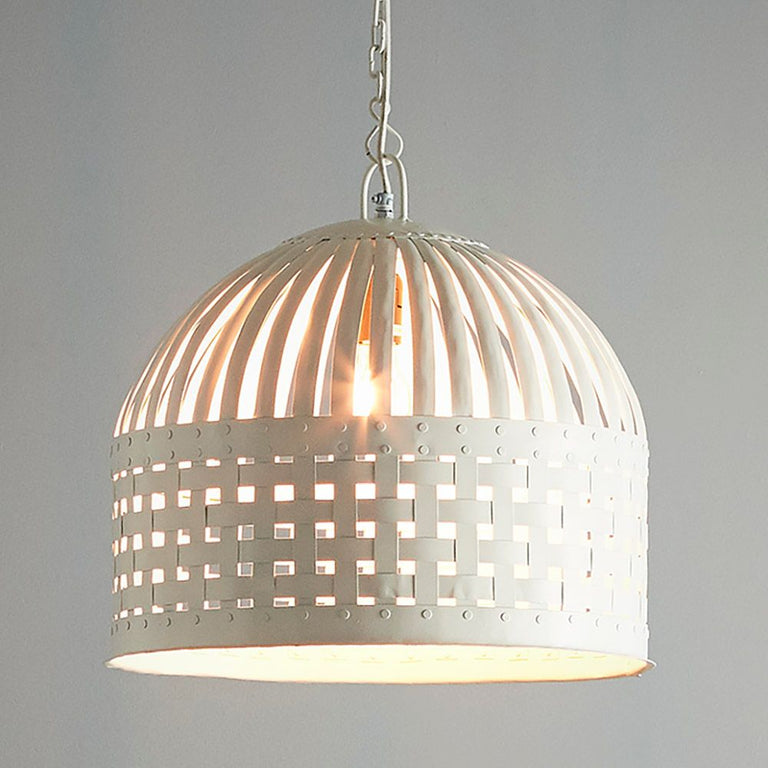 Esch Woven Iron Strips Pendant Medium Antique White - ZAF10336WH