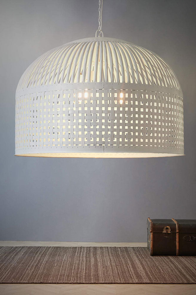 Esch Woven Iron Strips Pendant Extra Large White - ZAF10404